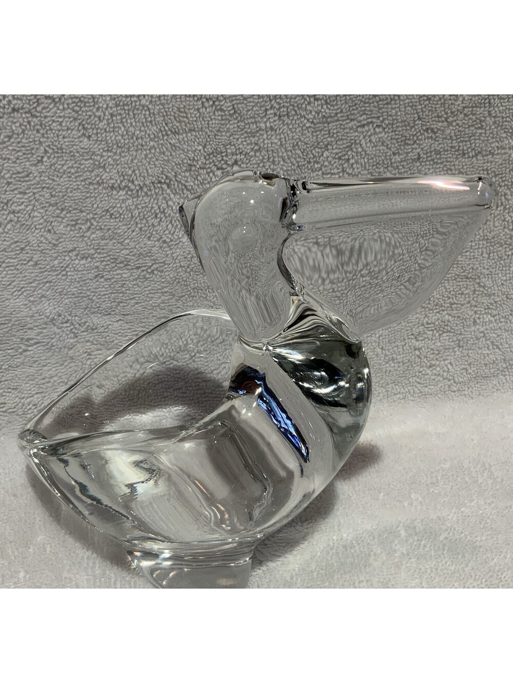 Vintage 70’s Sasaki Crystal Pelican Clear Art Glass-Paper Weight/Trinket Holder
